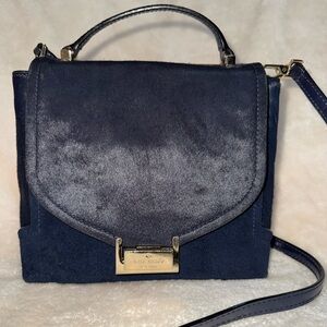 Kate Spade Miro Street Keran Calf Hair Cow Leather Crossbody Bag Purse Navy Blue